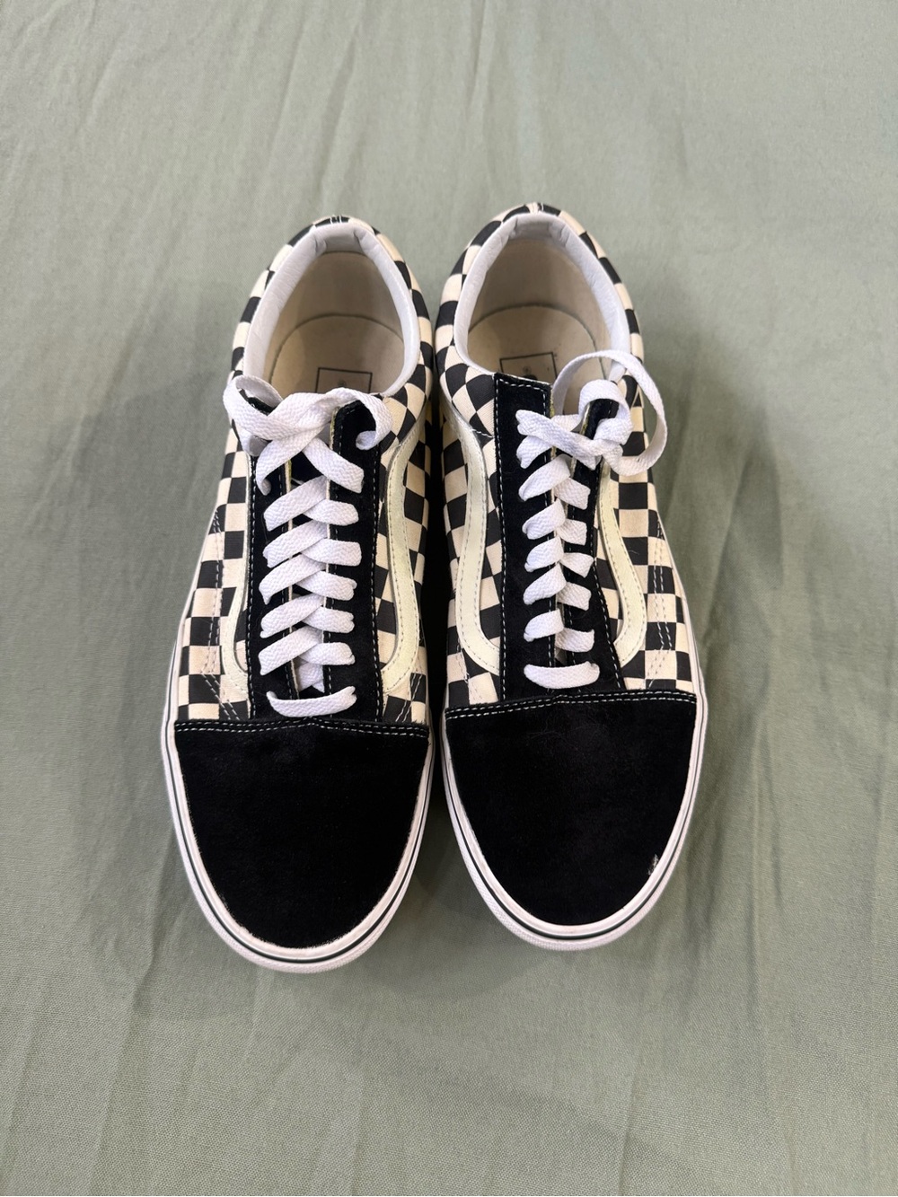 Men's Black/Cream Checkerboard Old Skool Vans 10m